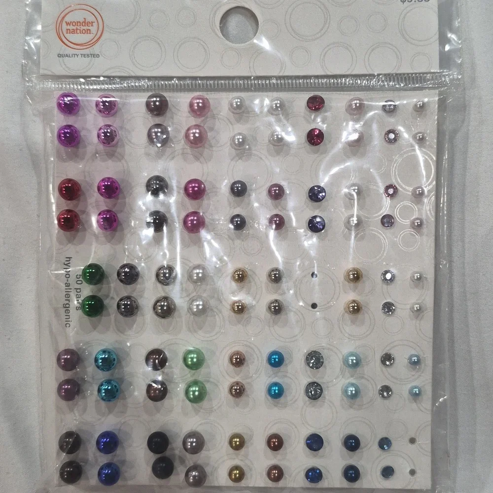 New Girl's Colorful Stud Earrings Set 98 Pairs Hyoallergenic